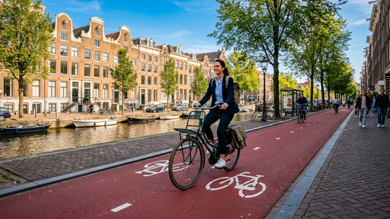A Holanda coloca estoque, caixa e limpeza no mapa quando o salário mínimo encosta em R$ 15 mil e a bicicleta vira economia diária