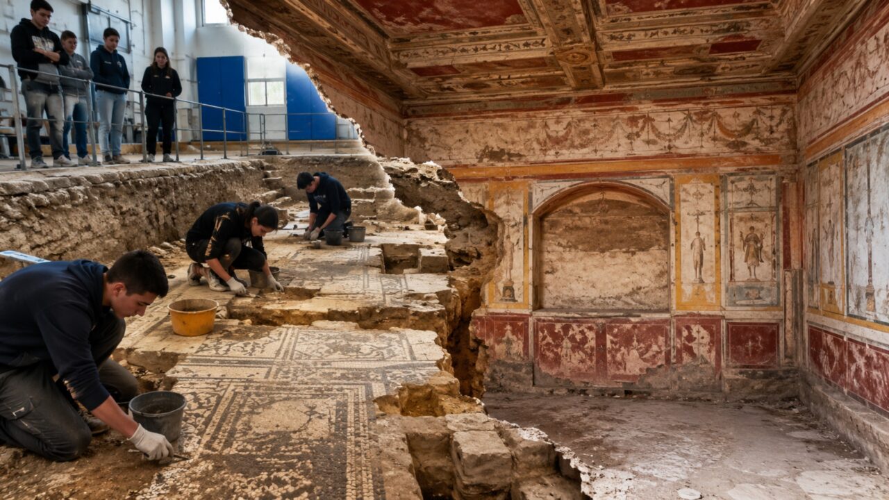 Adolescentes italianos descobrem uma casa romana de luxo de 1.800 anos sob a academia da escola