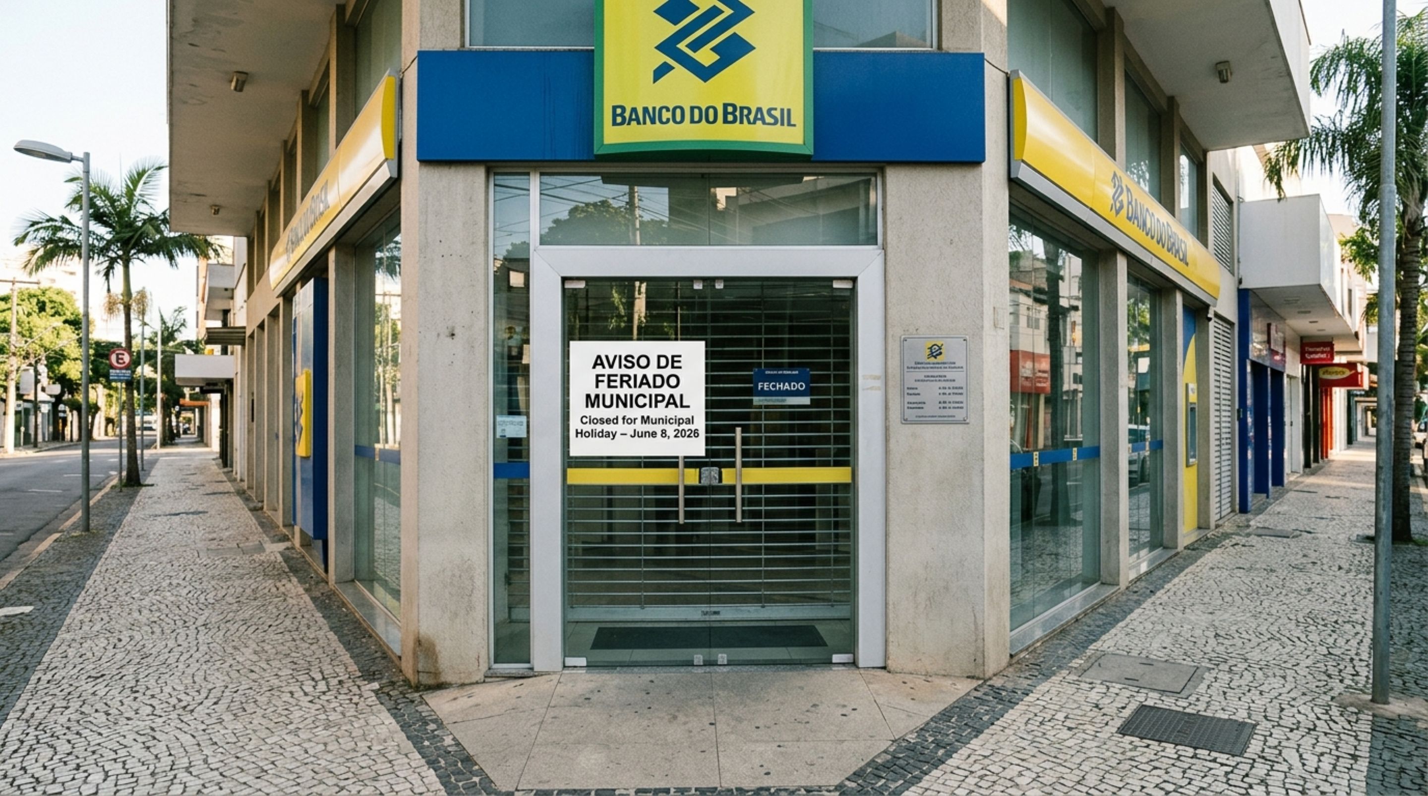 Bancos fecham na segunda-feira, 8 de junho