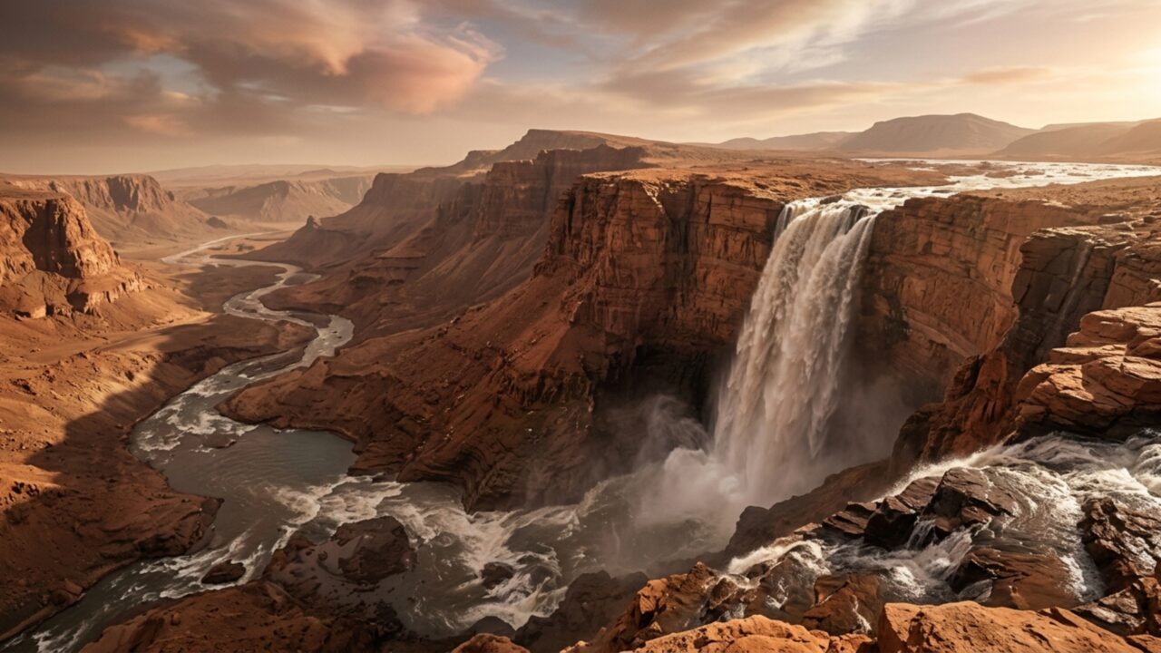 Com 4.000 metros de queda, cachoeira gigante registrada pela NASA impressiona como a maior do sistema solar