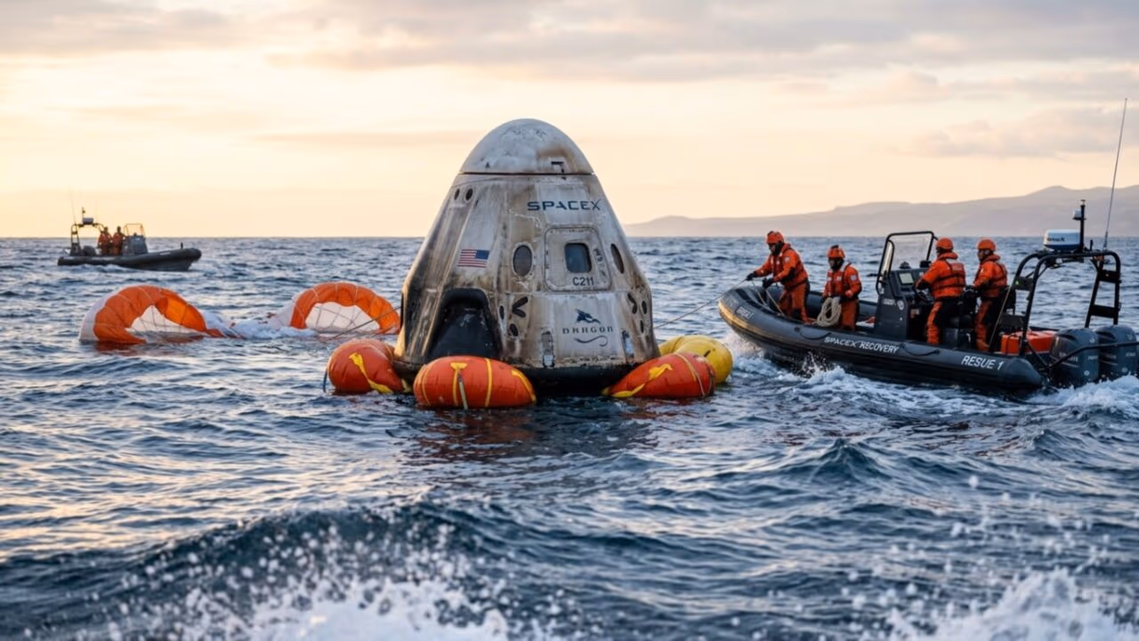 SpaceX recupera cápsula no Pacífico com pesquisas da NASA sobre câncer, tecidos bioimpressos e viagens espaciais longas