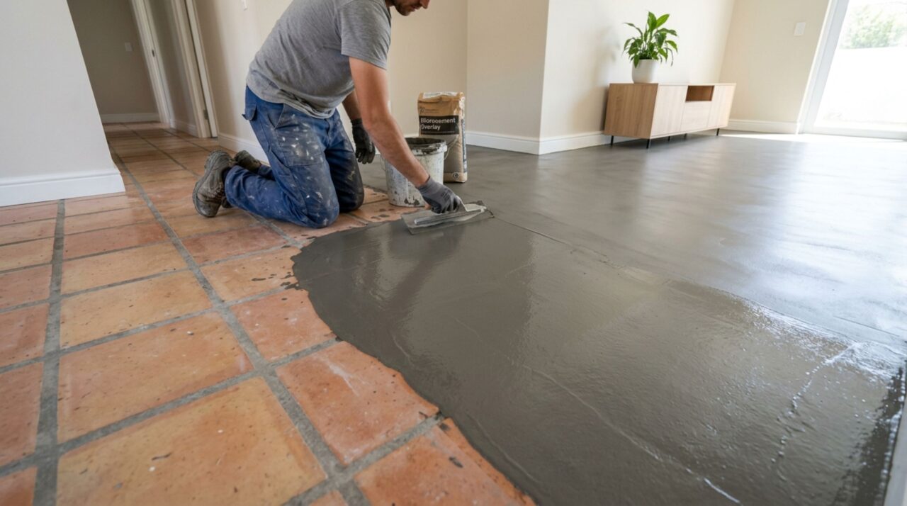 Como esconder rejuntes e renovar a cerâmica antiga com camadas finas de cimento queimado e resina incolor, deixando o piso super resistente