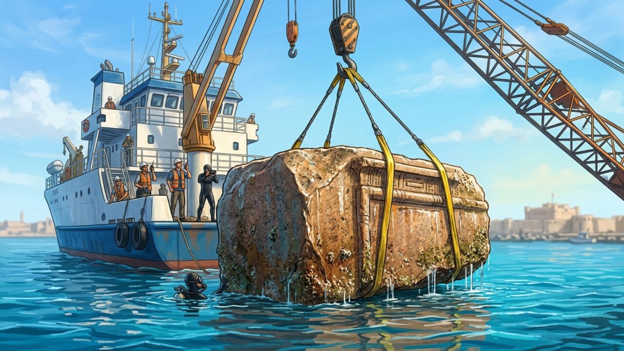 Arqueólogos recuperam blocos de 80 toneladas de uma das Sete Maravilhas após 1.600 anos submersos