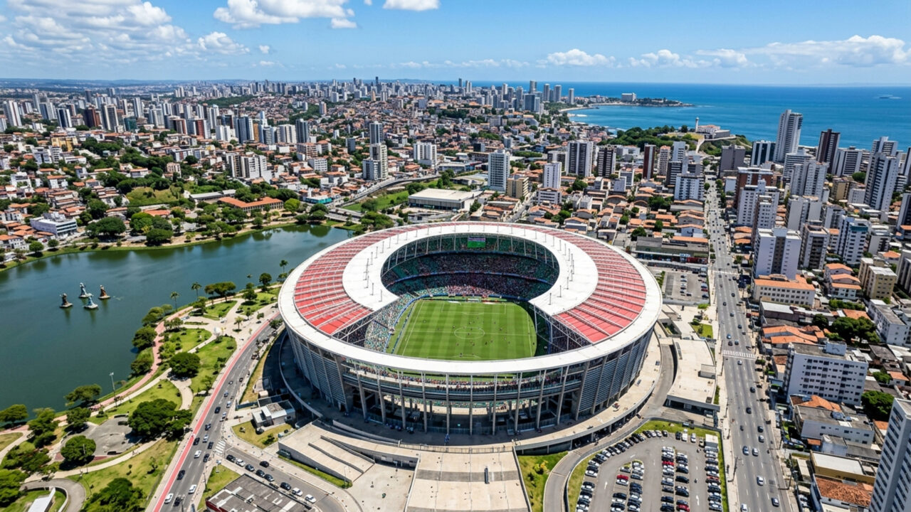 Erguida em Salvador, com uma abertura em ferradura para o Dique do Tororó, a moderna arena baiana é um dos estádios mais bonitos do país