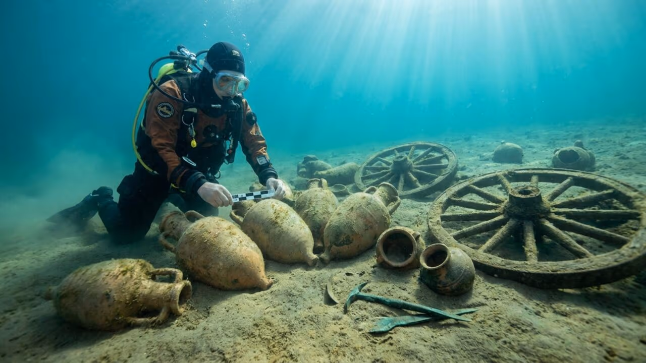 Barco romano com ânforas de azeite da Península Ibérica é encontrado no fundo do Lago Neuchâtel
