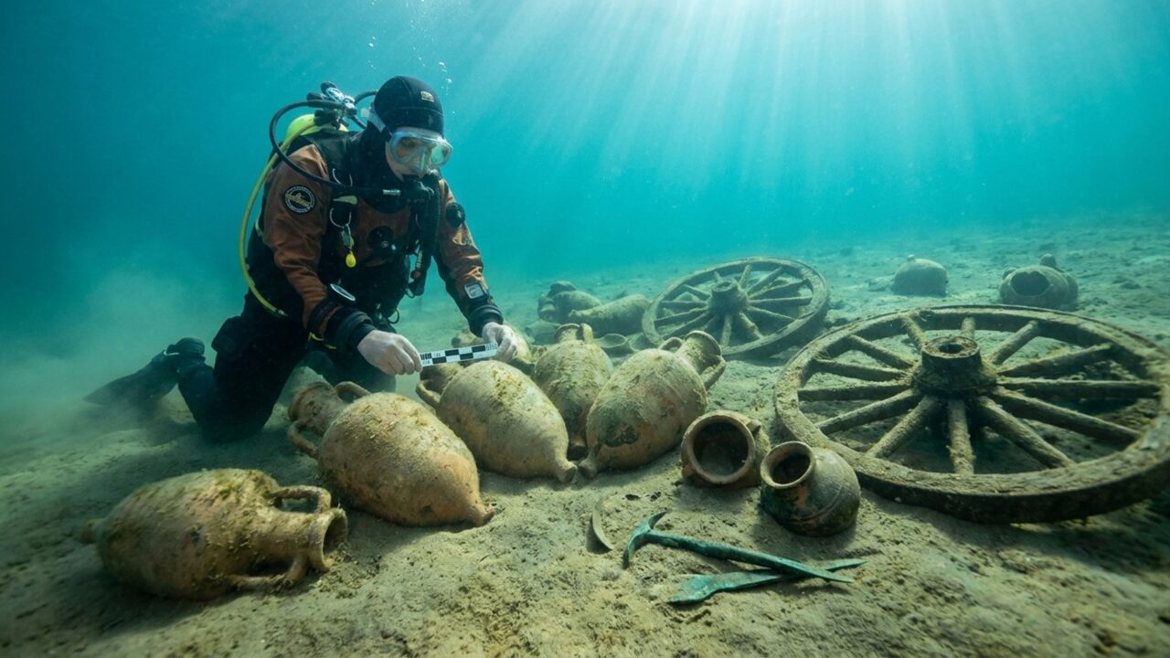 Barco romano com ânforas de azeite da Península Ibérica é encontrado no fundo do Lago Neuchâtel