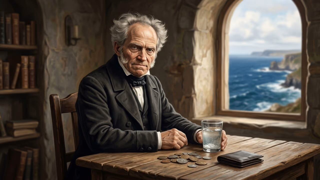 Arthur Schopenhauer, filósofo que via nos desejos humanos uma fonte inesgotável de insatisfação: “A riqueza é como água do mar; quanto mais bebemos, mais sede temos.”