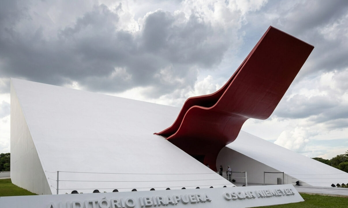 Projetado por Oscar Niemeyer, com uma icônica marquise vermelha em forma de língua, o prédio no coração de São Paulo é uma joia da arquitetura