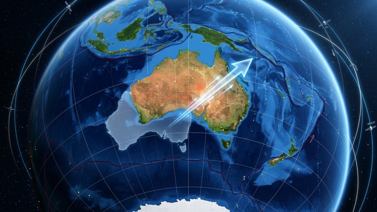 O continente australiano viaja 7 centímetros por ano em direção ao norte forçando o governo a reajustar o GPS de todo o país para evitar acidentes