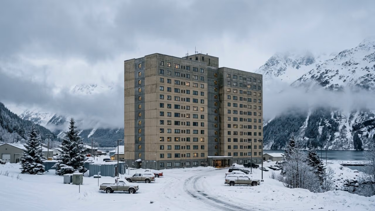 Isolados no gelo extremo do Alasca: a assustadora e fria cidade de fronteira onde absolutamente todos os seus 272 habitantes dormem, trabalham, vão ao médico e estudam trancados dentro do mesmo prédio de 14 andares