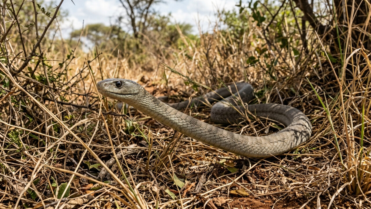 A temida serpente africana que atinge velocidades de 20 km/h e possui uma toxina letal capaz de paralisar uma presa em poucos minutos na natureza