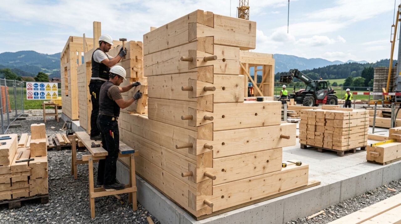 Casa em 7 dias sem cimento: blocos de madeira prometem obra rápida, limpa e modular em 2026