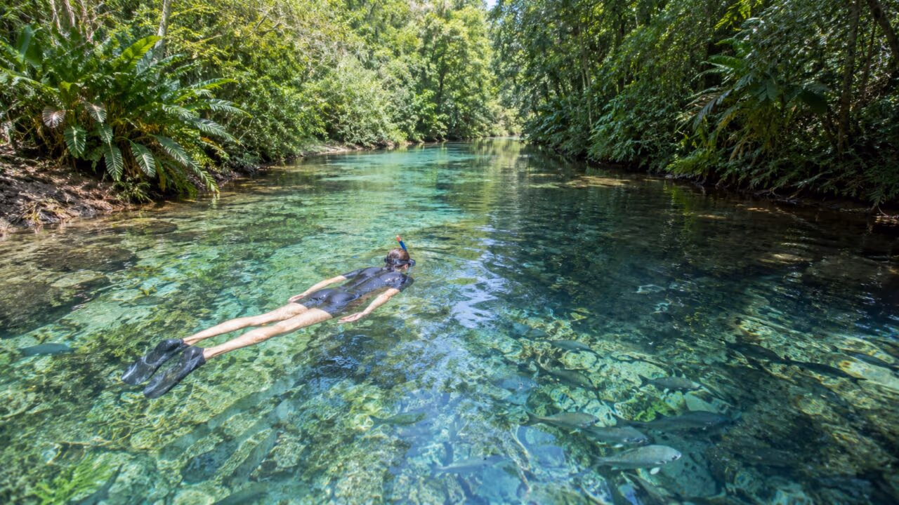 A cidade brasileira onde rios transparentes parecem piscina natural e até o fundo da água vira atração turística