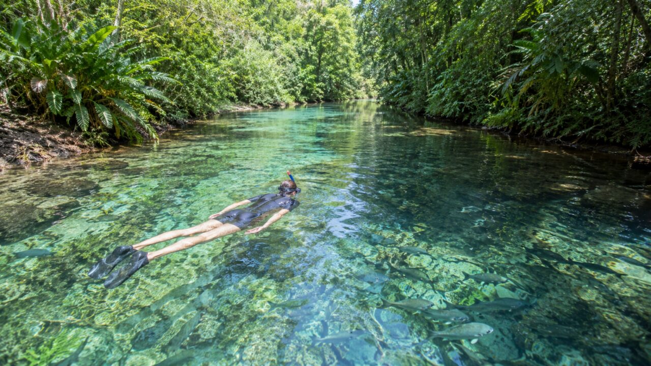 A cidade brasileira onde rios transparentes parecem piscina natural e até o fundo da água vira atração turística