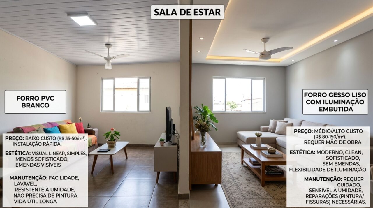 Nem sempre o gesso é a melhor escolha: quando o PVC pode ser melhor para a área desejadaNem sempre o gesso é a melhor escolha: quando o PVC pode ser melhor para a área desejada