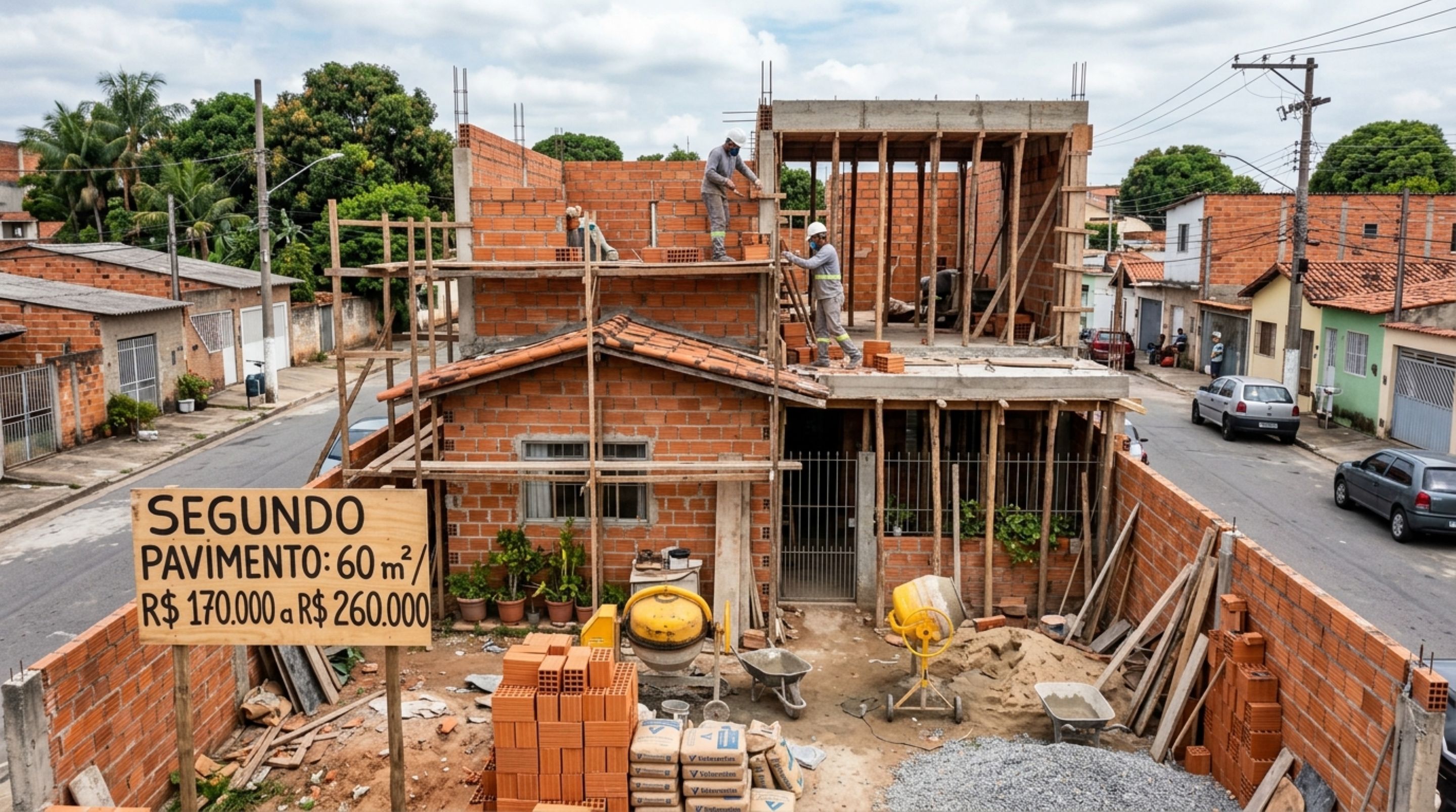 Quanto custa construir o segundo andar de uma casa com 60 m²