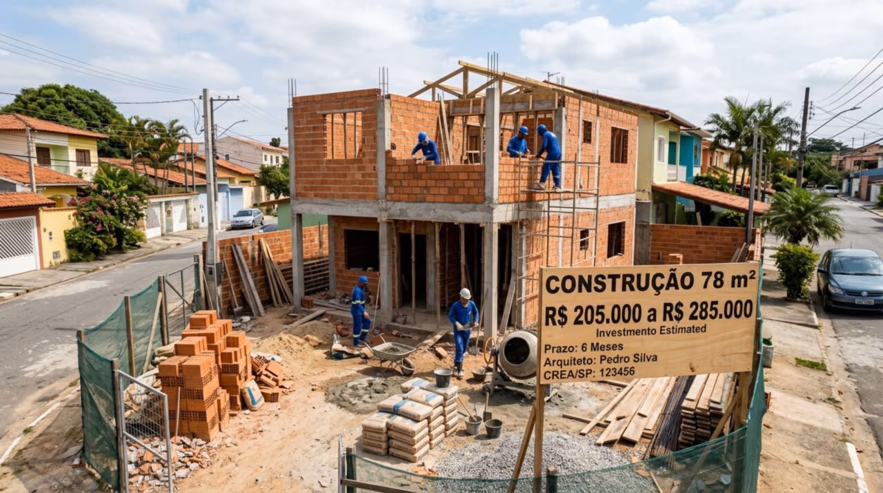 Quanto custa construir uma casa de 78 m² para viver bem em 2026?