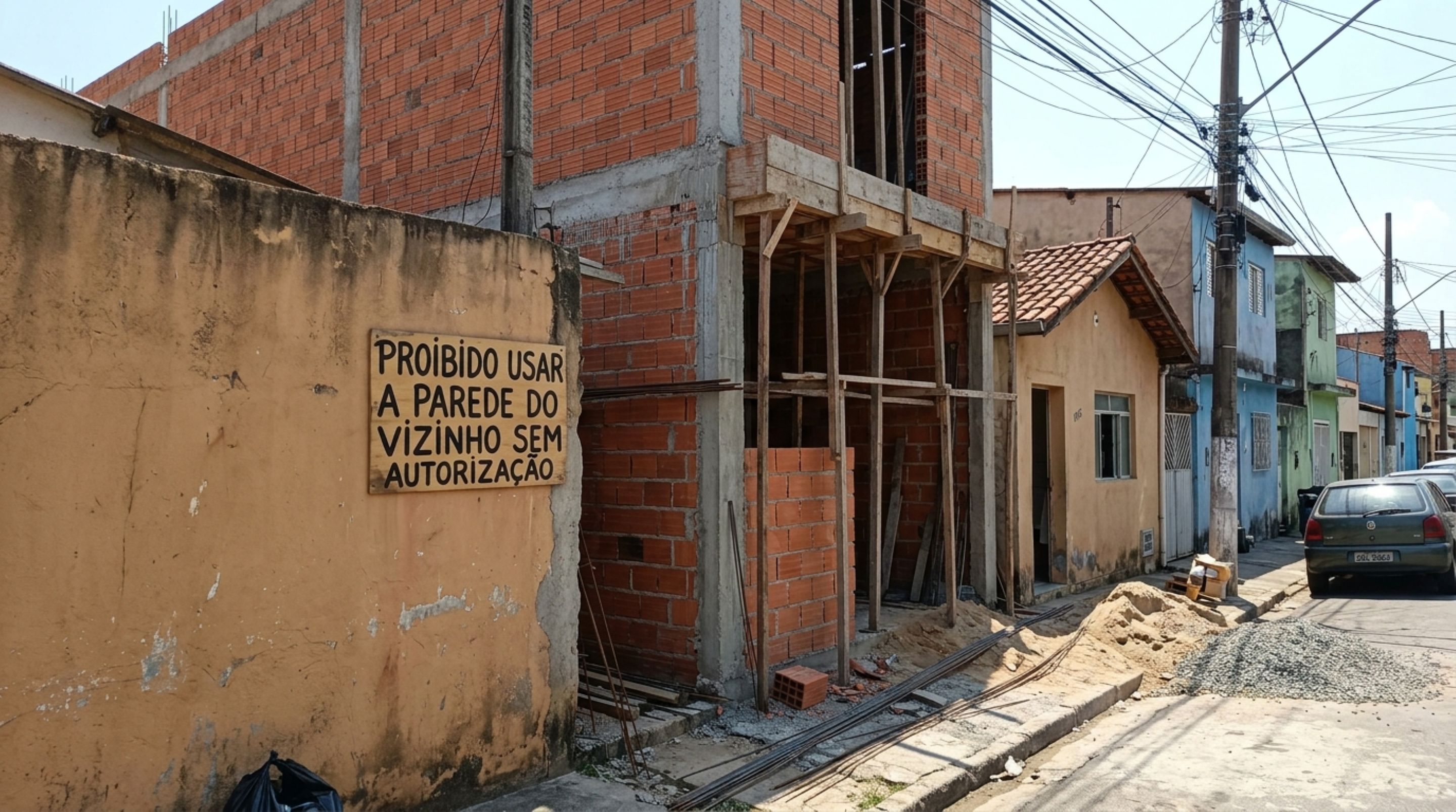 Construção colada no muro do vizinho pode ser demo