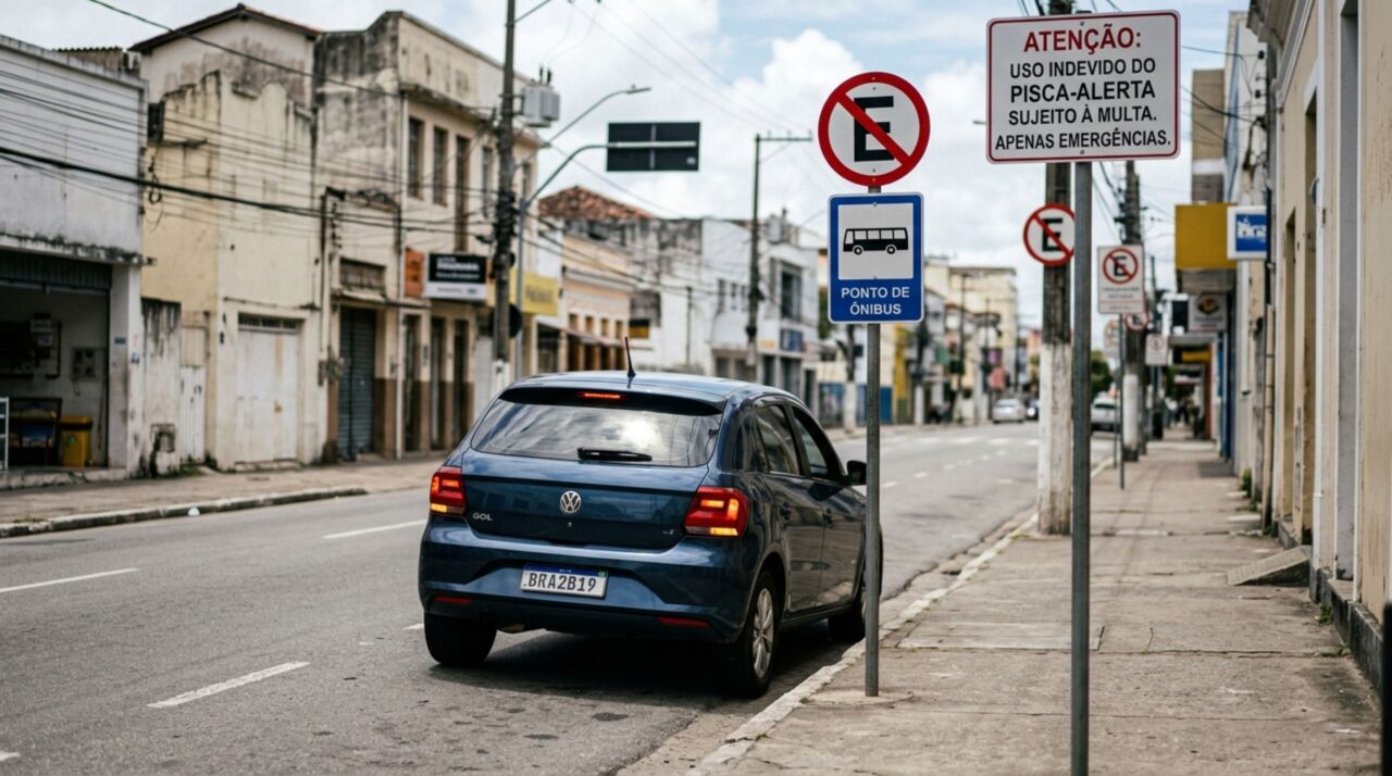 Nem por poucos minutos: ligar o pisca-alerta não autoriza parar ou estacionar em local proibido