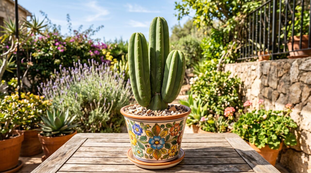 Cultivo de cactos que florescem no verão.