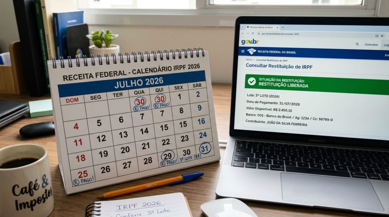 Restituição do Imposto de Renda 2026 começa em maio: veja as datas dos quatro lotes e quem recebe primeiro