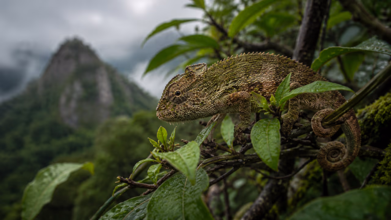 Cientistas encontram camaleões únicos em florestas isoladas que parecem ilhas no céu africanas