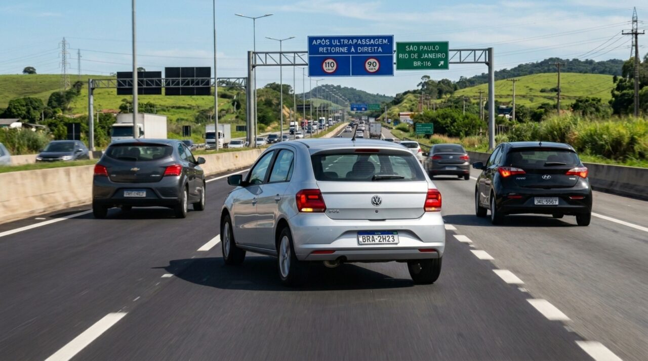 Motorista atrapalhando na faixa da esquerda: apresente o art. 29 tal para ele