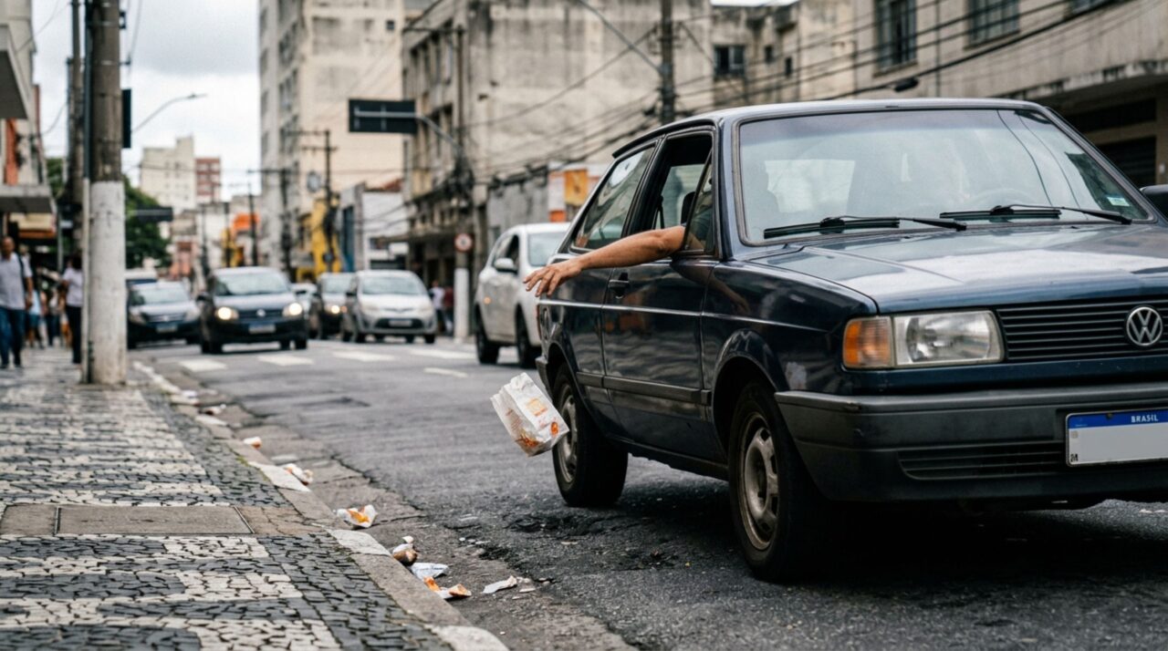 Regra multa motoristas que lançam objetos e lixo pela janela do carro e CTB enquadra art. 172