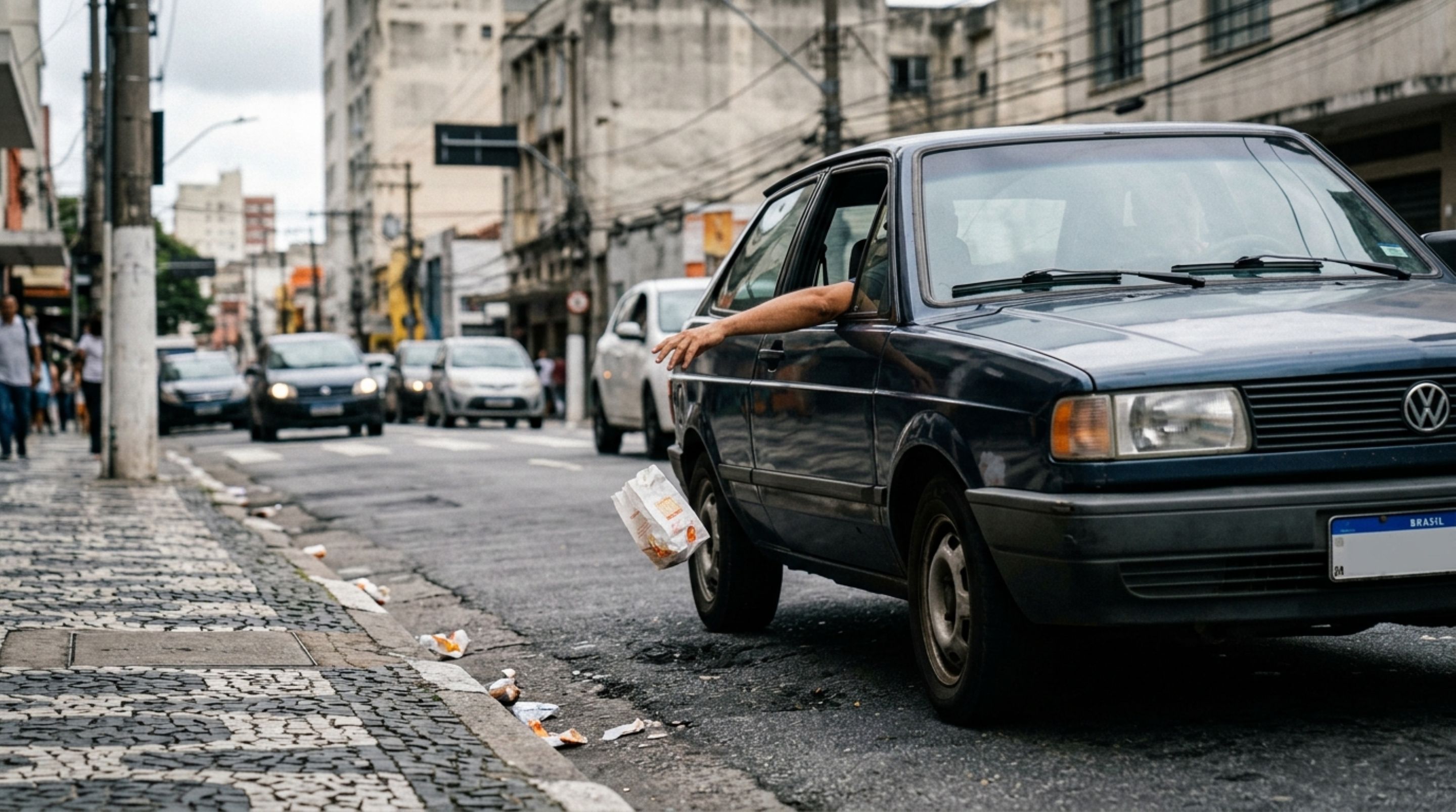 Regra multa motoristas que lançam objetos e lixo pela janela do carro e CTB enquadra art. 172