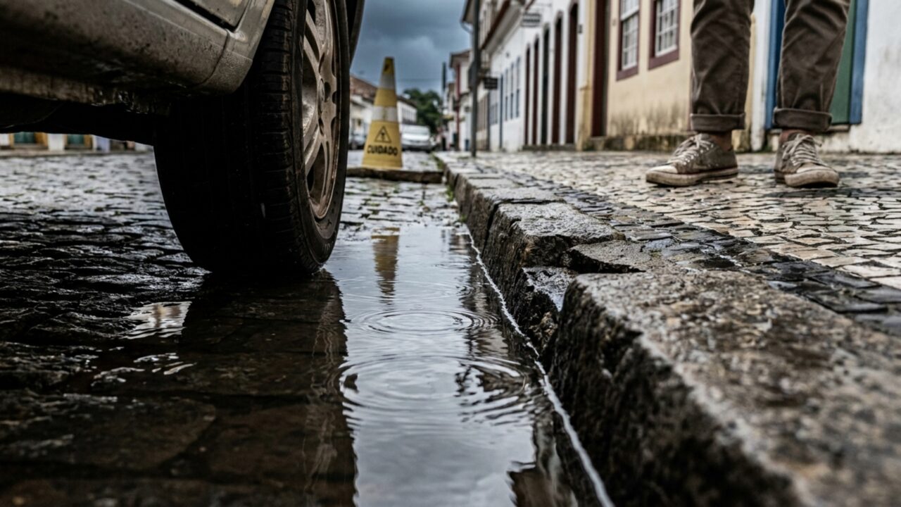 Multa de R$ 130 e pontos na carteira para o motorista que espirrar água da poça em pedestres durante a chuva