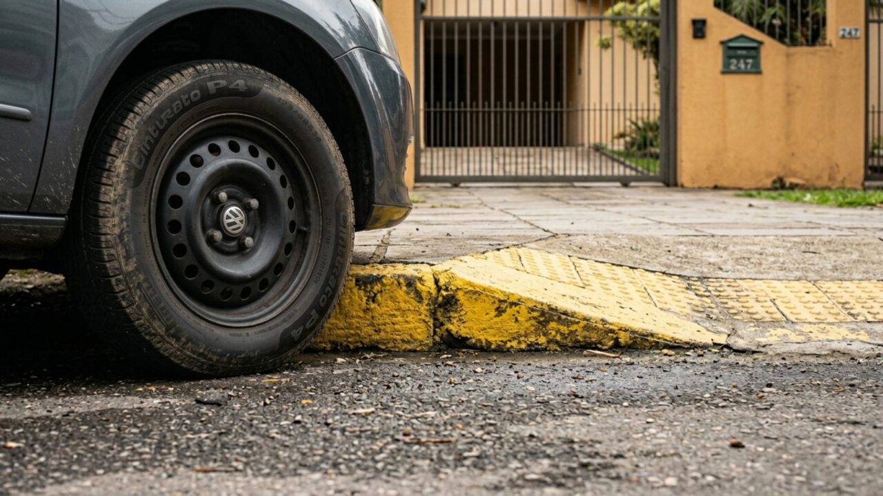 Quem estaciona “só por 5 minutos” em frente à guia rebaixada deveria conhecer a multa antes de ligar o pisca-alerta