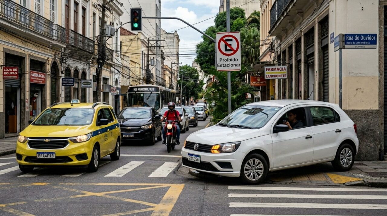 Nem por poucos minutos: ligar o pisca-alerta não autoriza parar ou estacionar em local proibido