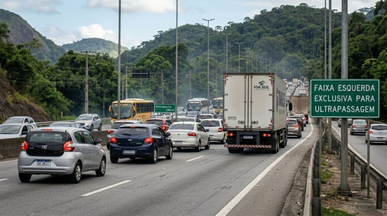 Regra garante multa pesada a quem ficar na faixa da esquerda sem ultrapassar