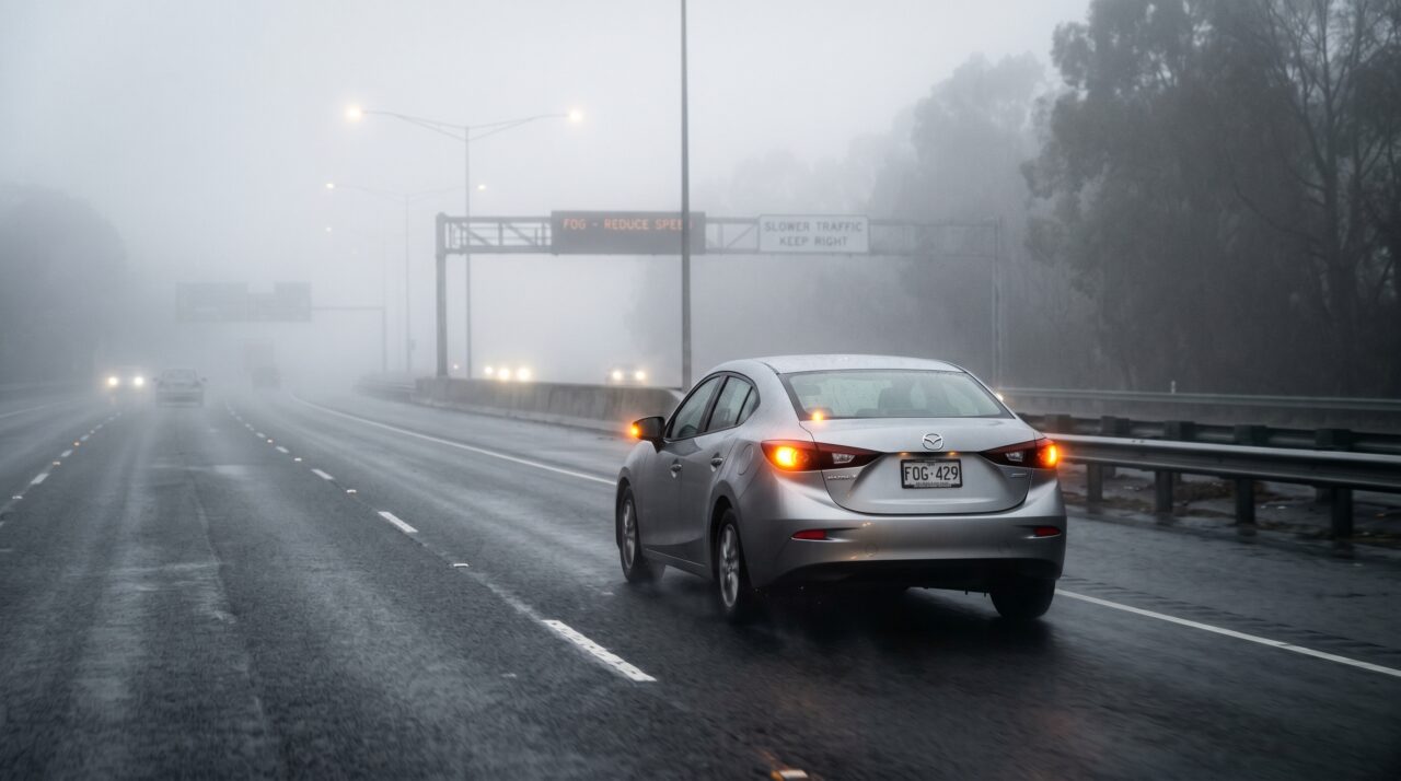 Ligar o pisca-alerta com o carro em movimento na neblina é permitido pelas leis de trânsito?