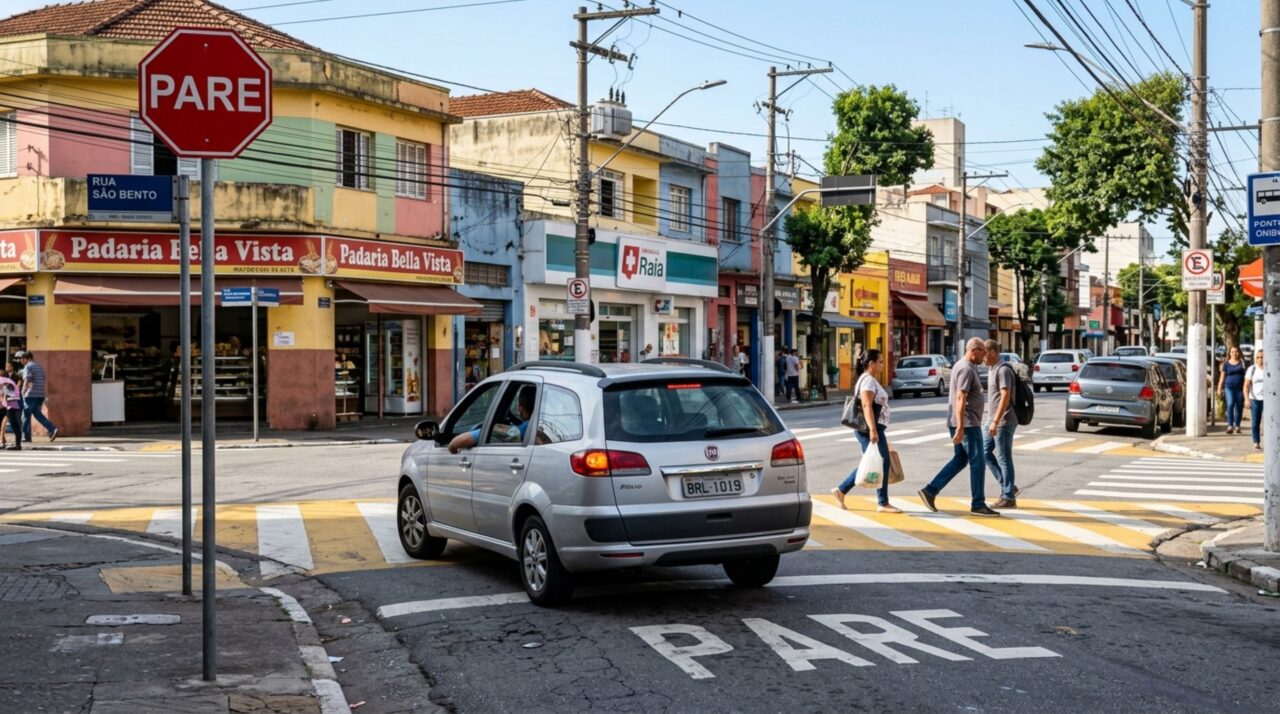 O que significa a placa de trânsito amarela com um “T” no meio