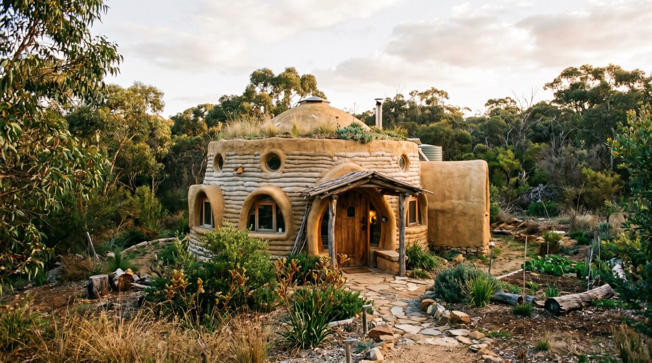 Construção sustentável de baixo custo usando a técnica de superadobe.