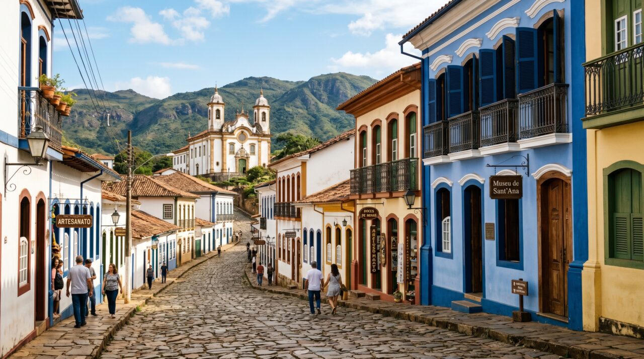 Turismo histórico e arquitetônico em Tiradentes, Minas Gerais.