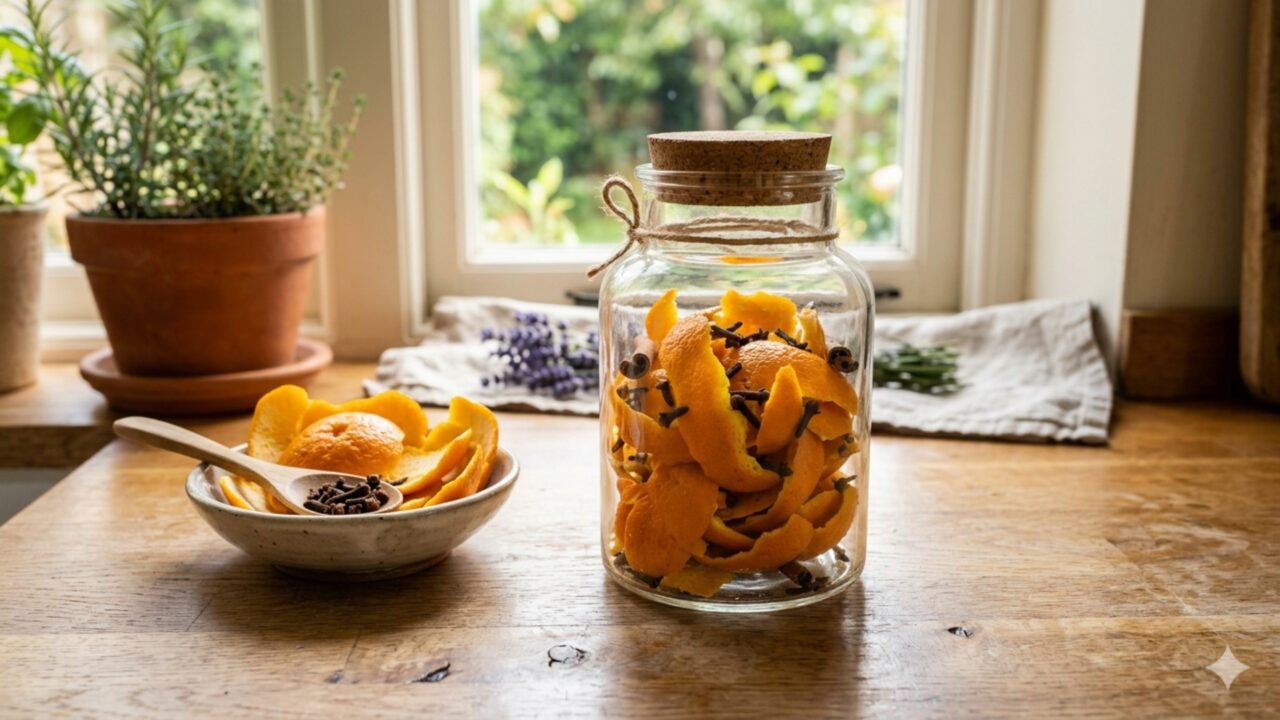 Casca de laranja e cravo-da-índia: você pode colocá-los num frasco dentro de casa