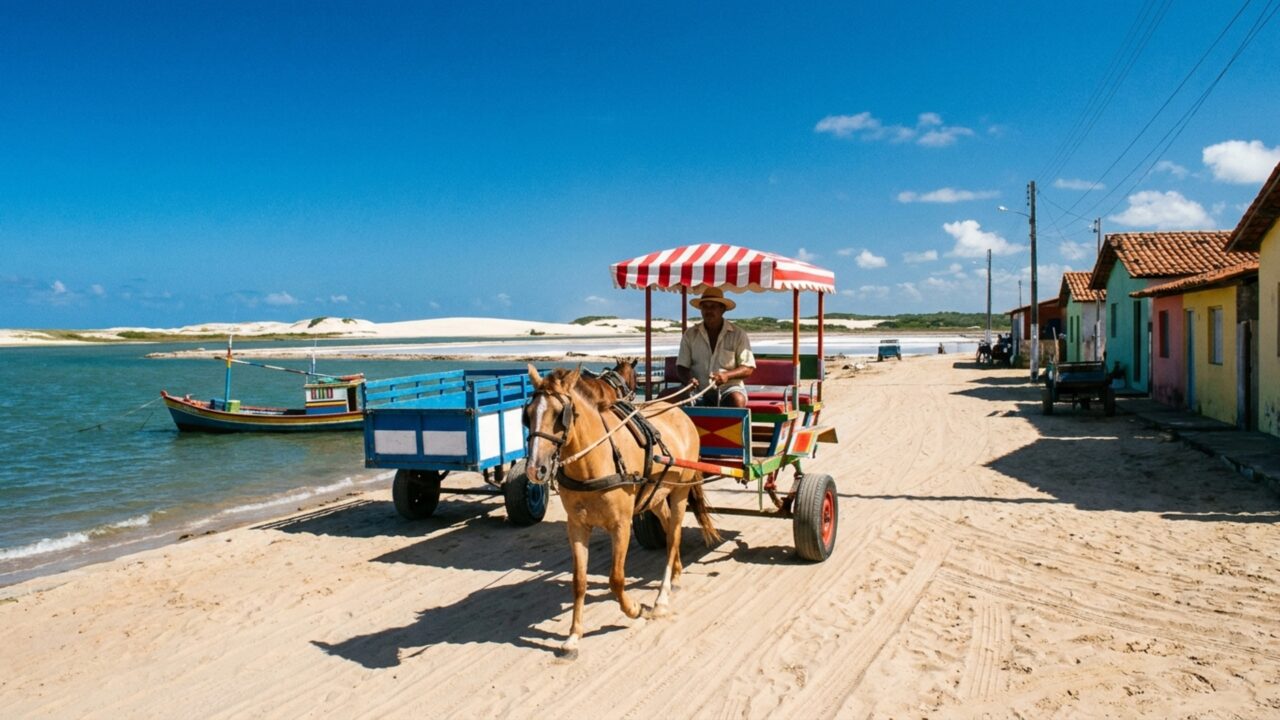 A península nordestina sem carros onde charretes cruzam ruas de areia e o acesso só acontece de barco a 160 km da capital
