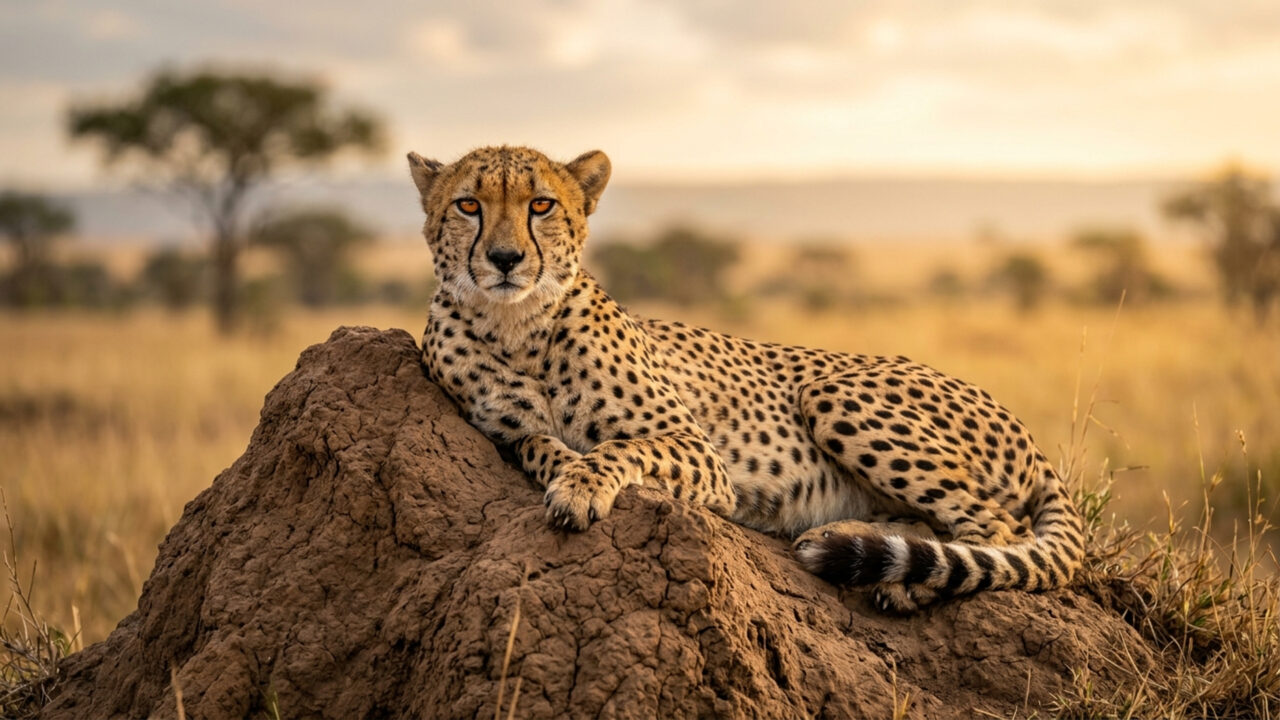 Acelerando de 0 a 100 km/h em apenas 3 segundos, o felino mais rápido da Terra usa sua velocidade explosiva em perseguições implacáveis na savana