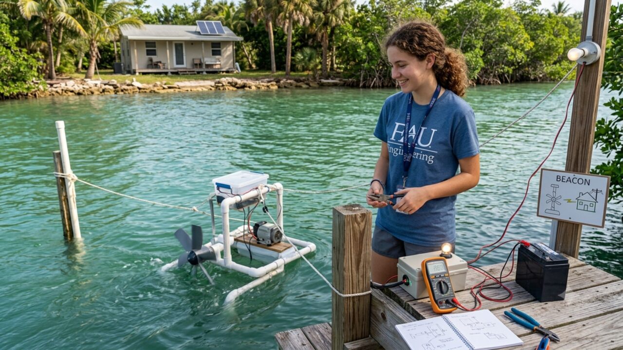 Cientistas não acreditam: garota de 15 anos construiu um gerador barato de apenas $12 que converte correntes oceânicas em energia limpa para residências remotas, enquanto a sonda transforma o movimento mecânico da água em eletricidade utilizável
