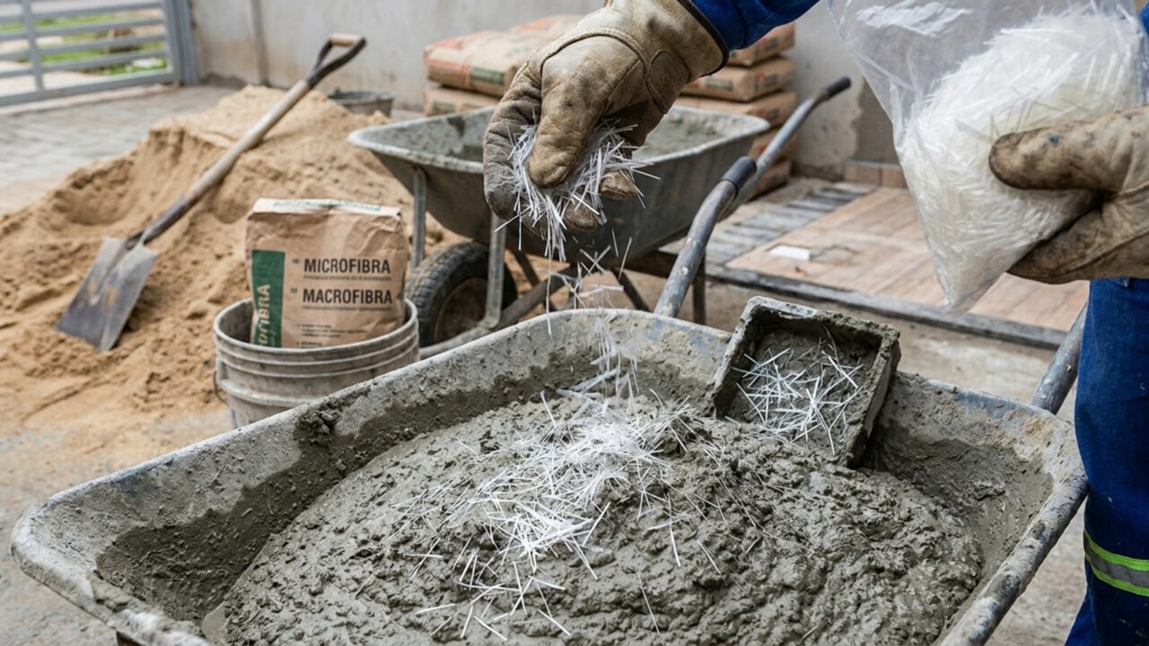 Misturar fibra sintética ao concreto, para que serve e por que essa técnica está ganhando espaço nas obras