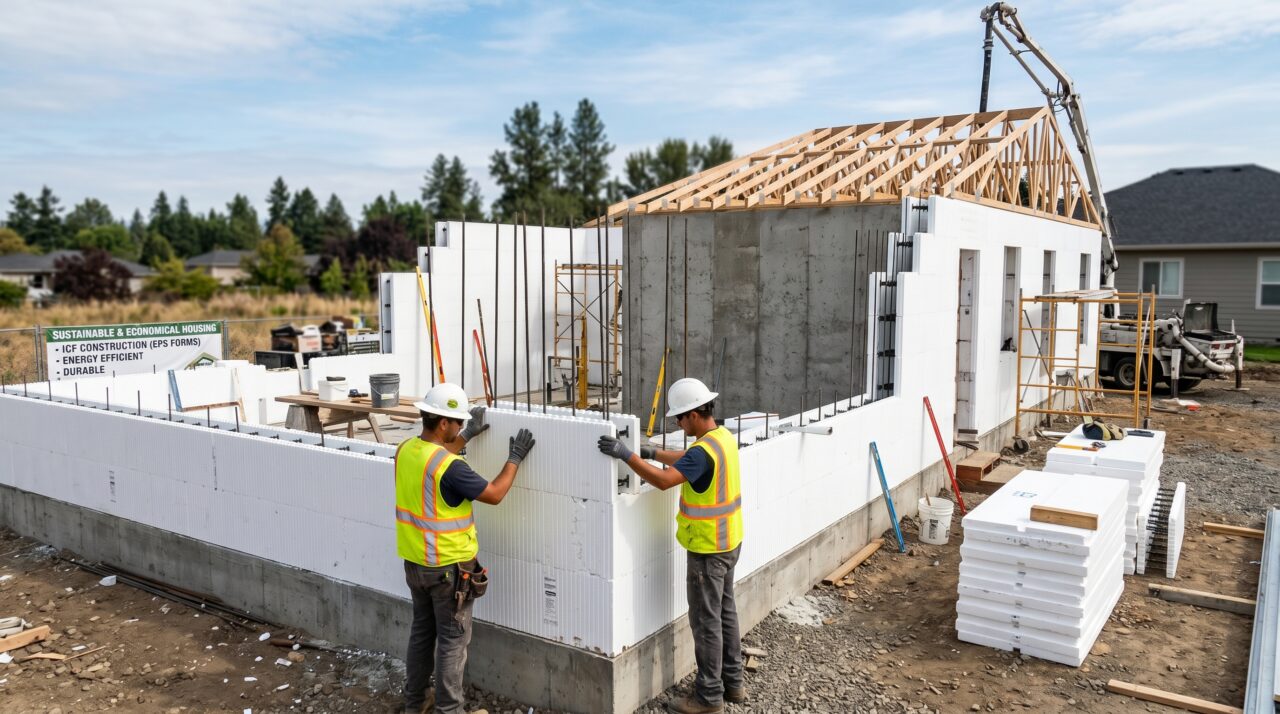 Construção civil sustentável e econômica utilizando o sistema ICF (formas de EPS/isopor).