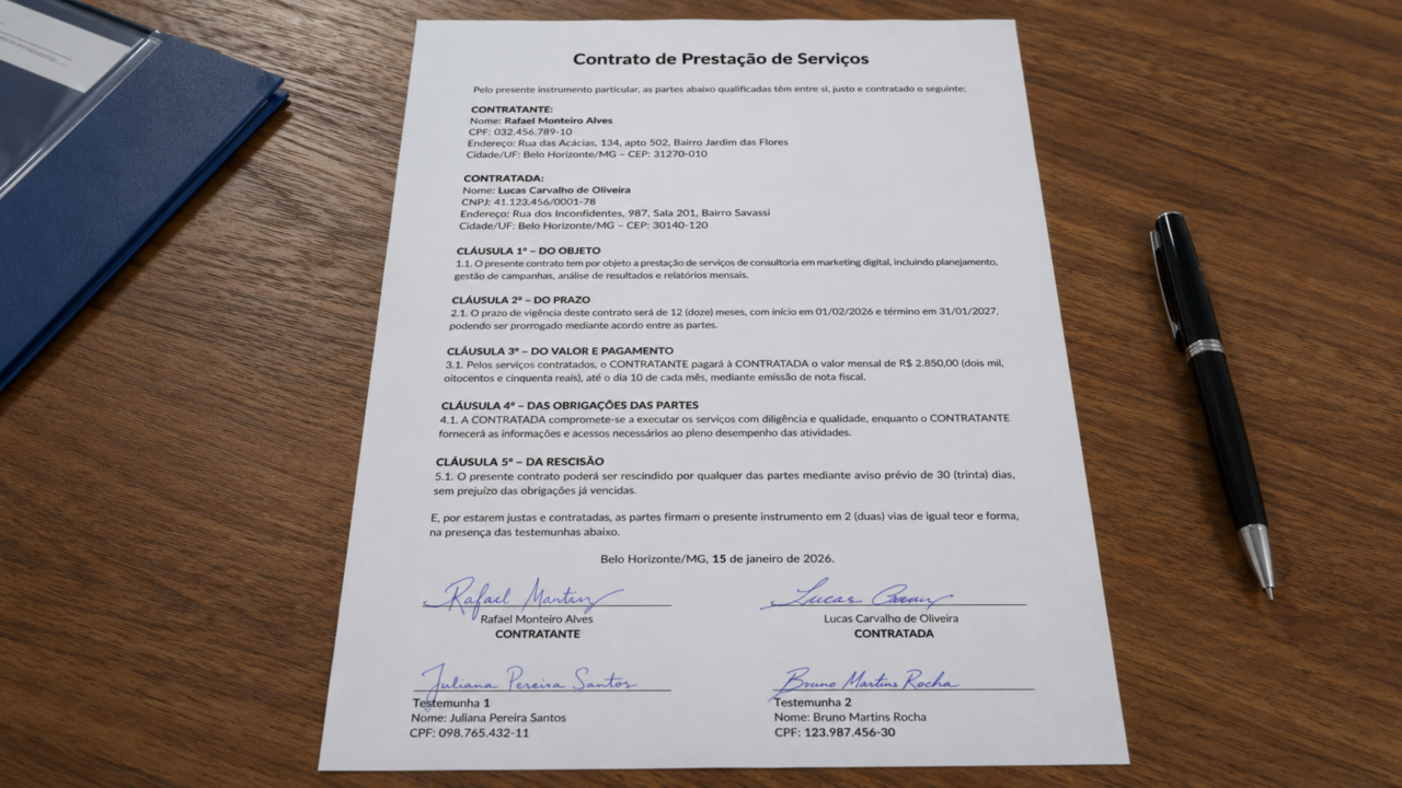 O erro simples ao assinar contrato que só aparece quando a dívida precisa ser cobrada na Justiça