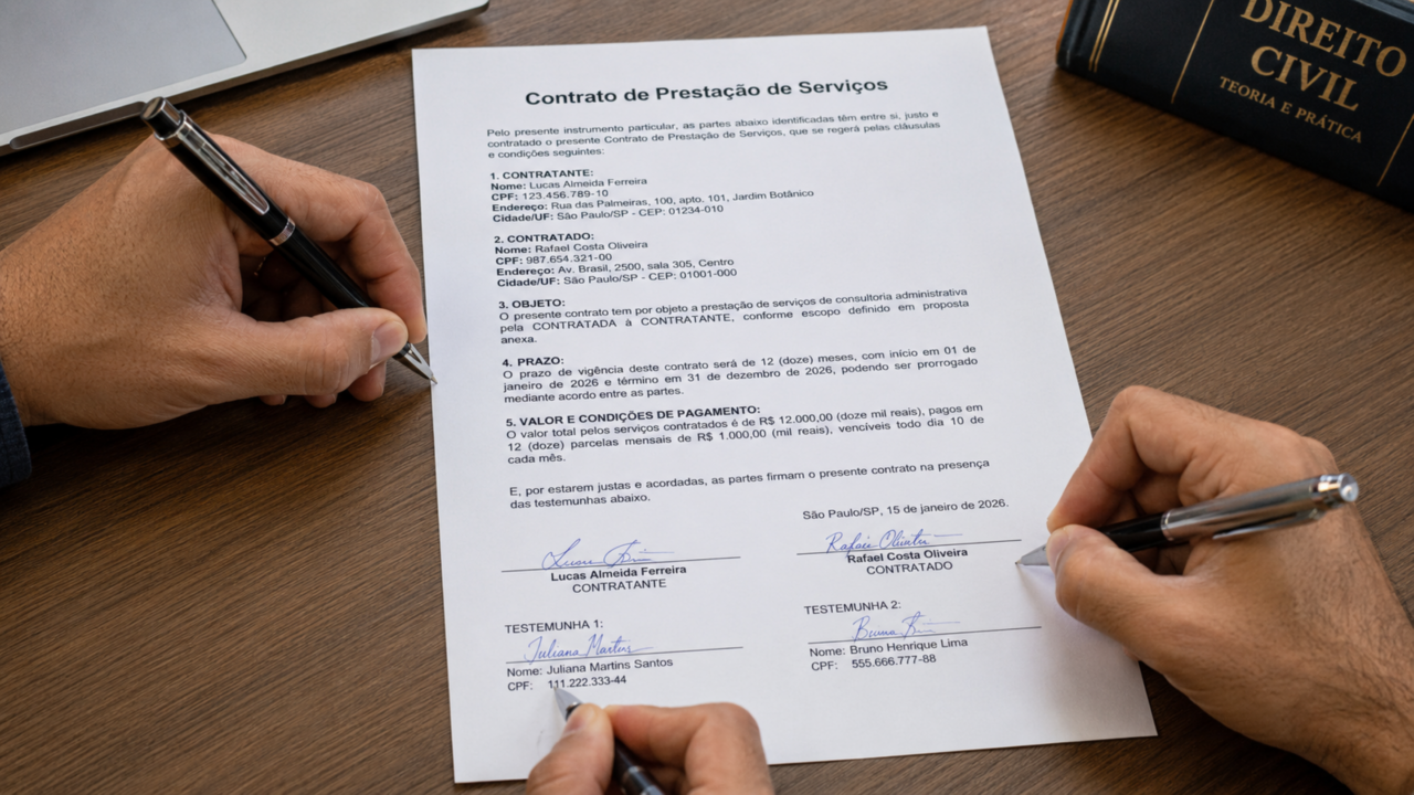 O erro simples ao assinar contrato que só aparece quando a dívida precisa ser cobrada na Justiça