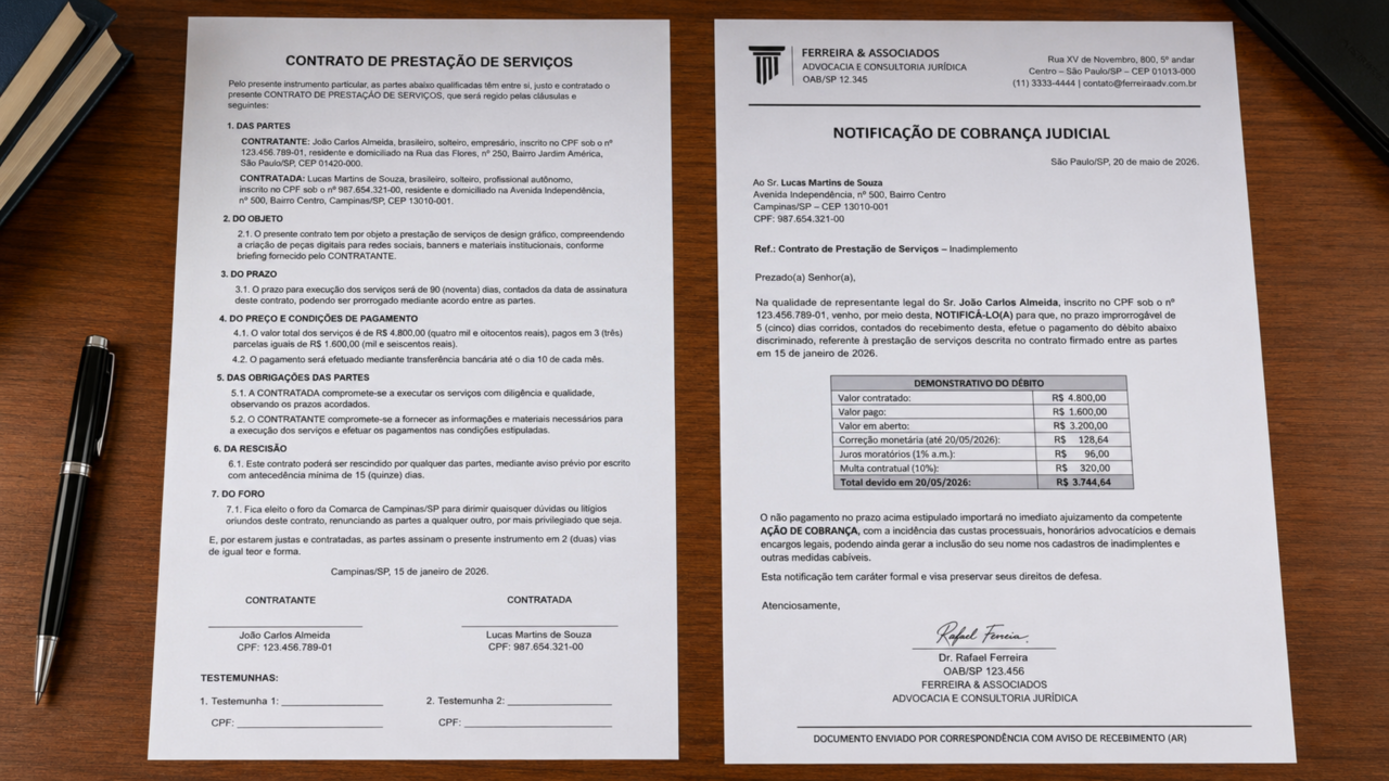 O erro simples ao assinar contrato que só aparece quando a dívida precisa ser cobrada na Justiça