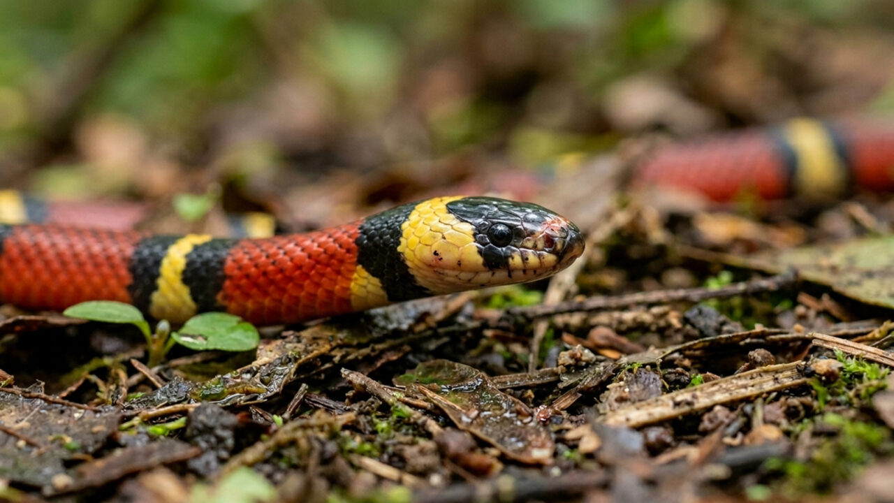 Exibindo anéis vermelhos e pretos altamente peçonhentos, a serpente possui uma das neurotoxinas mais letais do Brasil e ataca de forma discreta