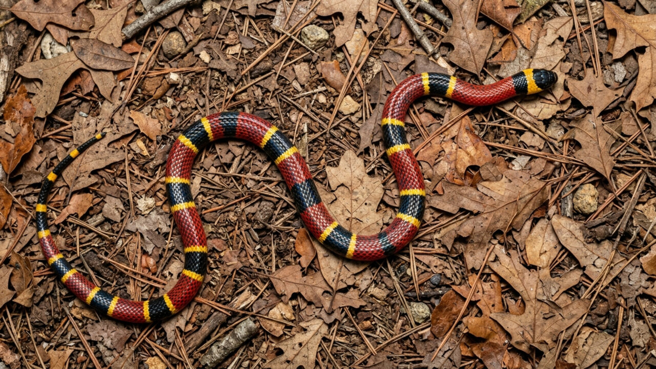 Exibindo anéis vermelhos e pretos altamente peçonhentos, a serpente possui uma das neurotoxinas mais letais do Brasil e ataca de forma discreta