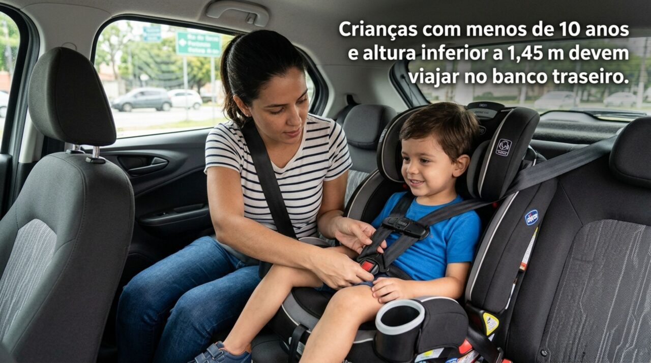 Sete pontos e multa de R$ 293,47: quando uma criança pode viajar no banco da frente?