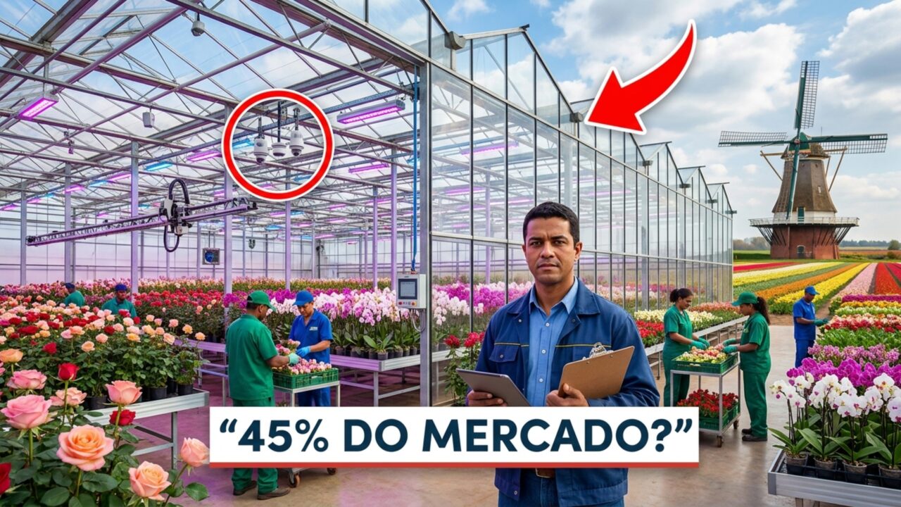 Controlando o clima de dezenas de estufas gigantes para simular a neblina europeia uma pequena cidade brasileira domina 45% da produção nacional de flores